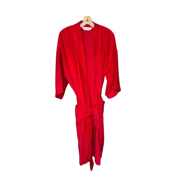 Pierre Cardin Mens Red Ultra lour Thick Terry Cloth Bathrobe One Size - Picture 1 of 6